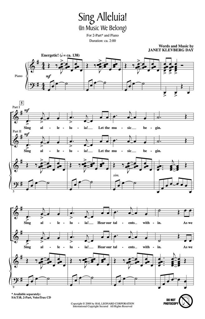 Sing Alleluia ! (In music we belong) (Level 2)